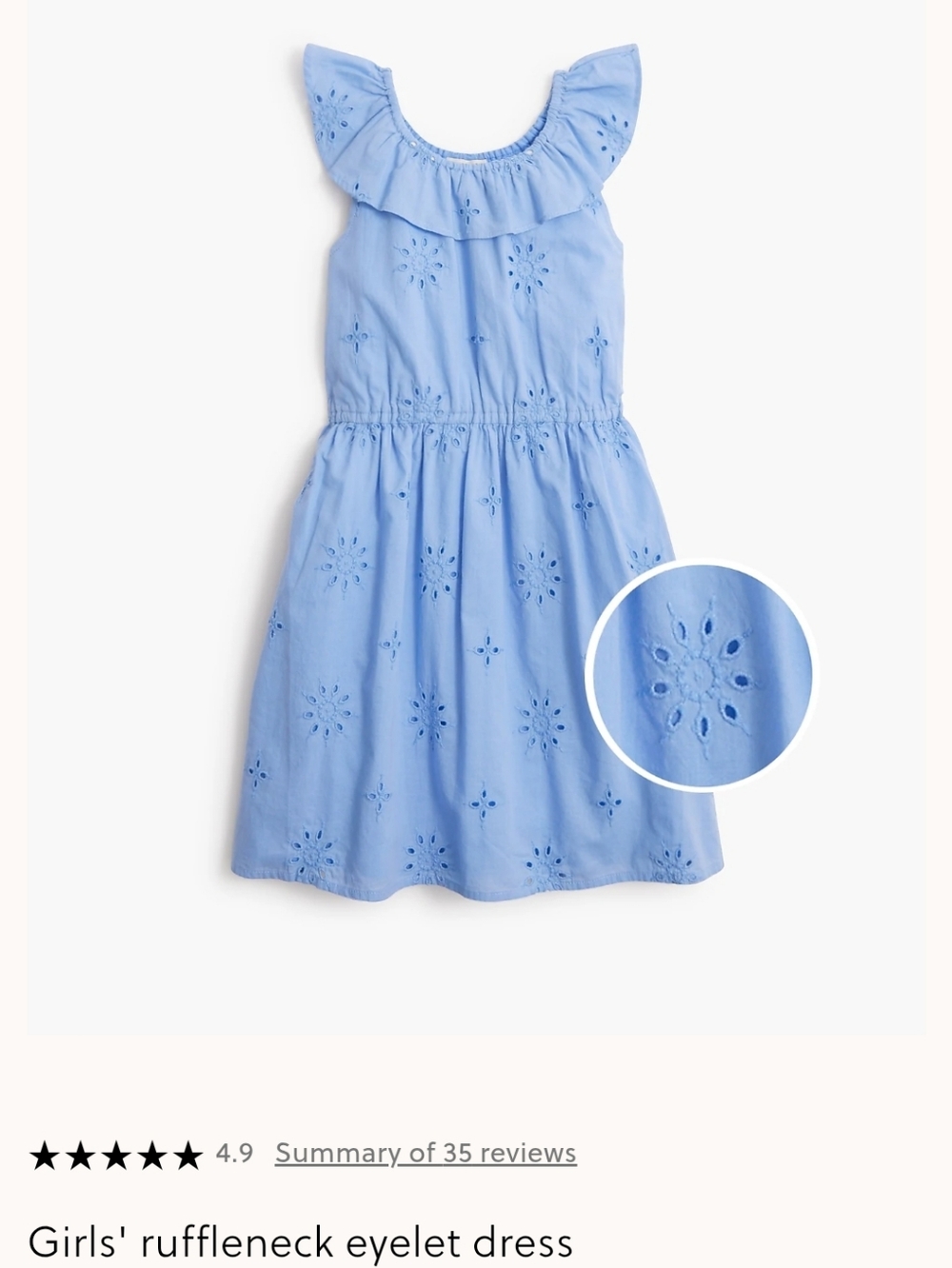 J.Crew Girls' Ruffleneck Eyelet Dress - Light Blue